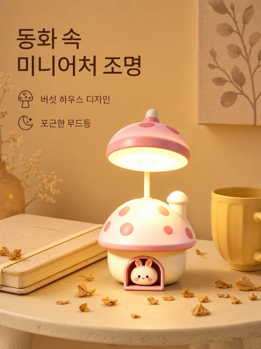 버섯집 토끼 미니 스탠드 USB 충전식