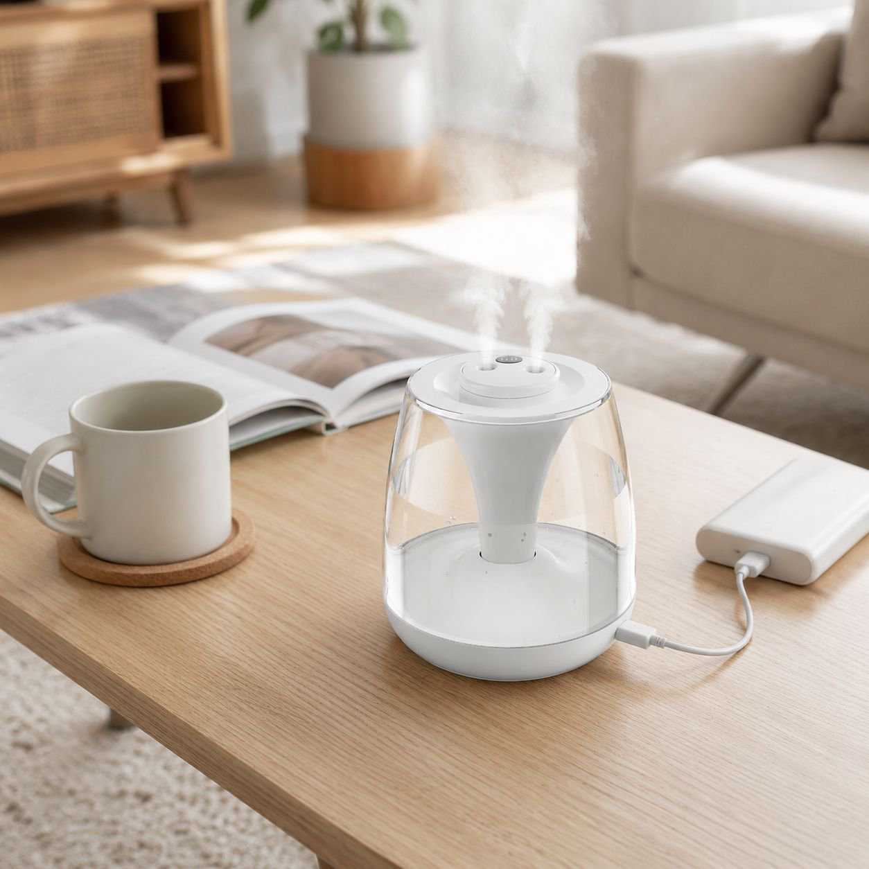高ミスト出力のポータブル加湿器