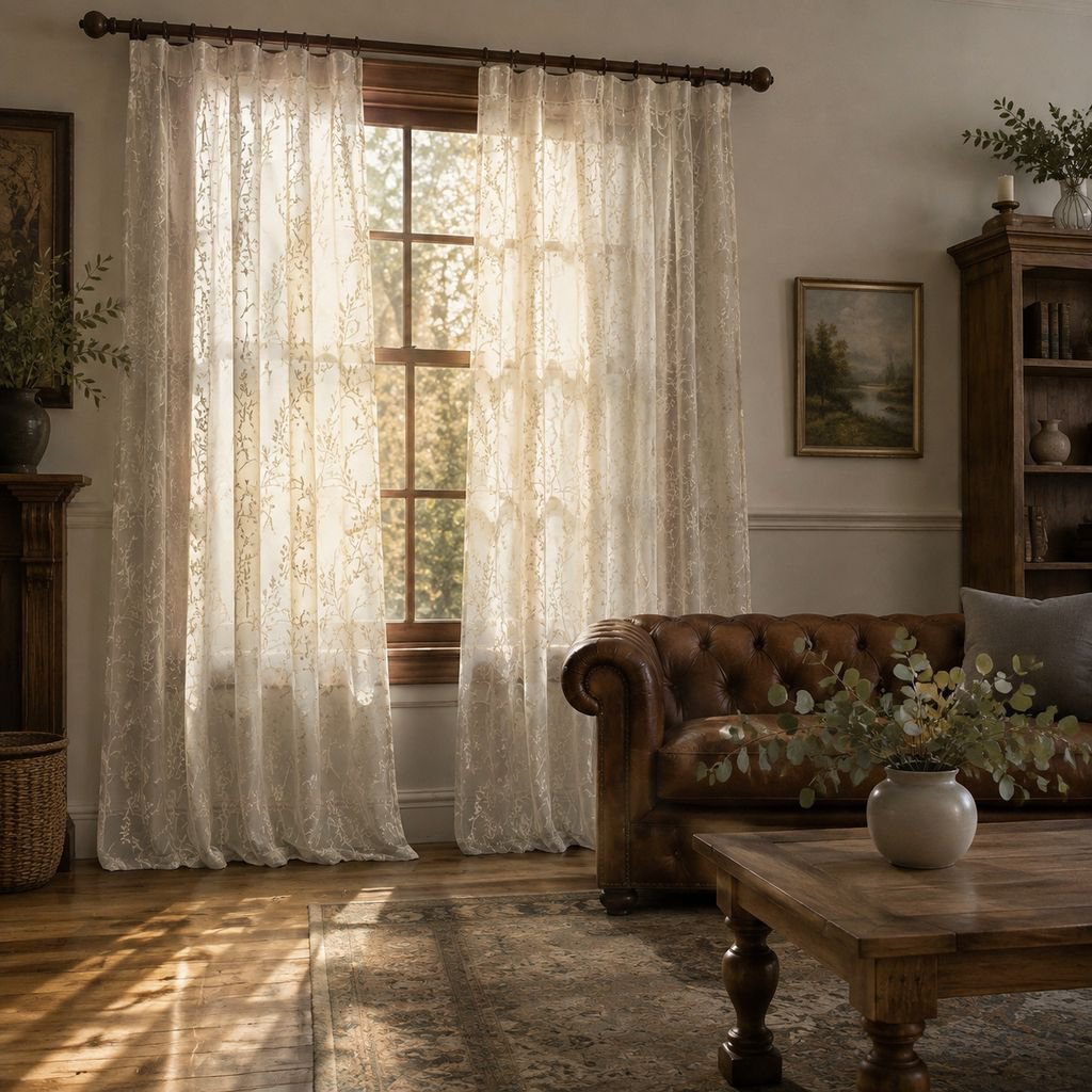 Warm and Elegant Curtains blackout cloth Tree branch Modern curtain fabric window screen Transparent