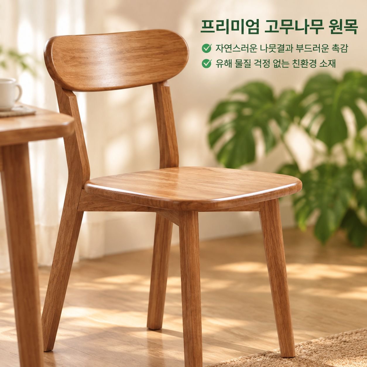 등받이가 있는 북유럽 스타일 원목 다이닝 체어