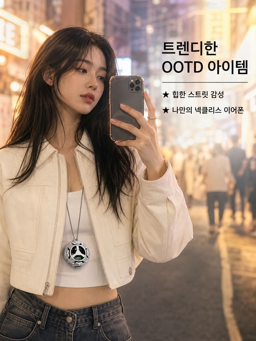 고급스러운 메카닉 디자인의 이어폰 클로즈업