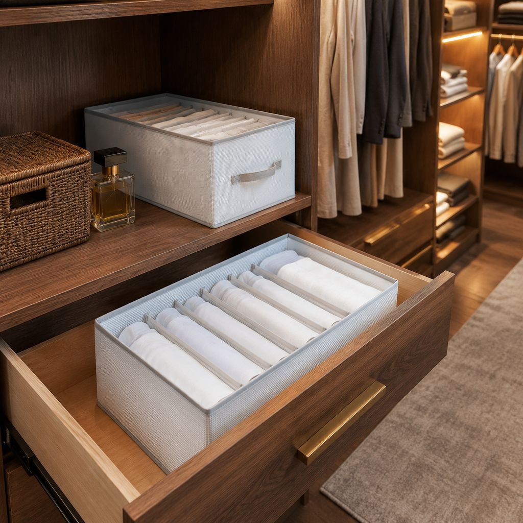 Easy-to-use transparent drawer organizer for panties and socks