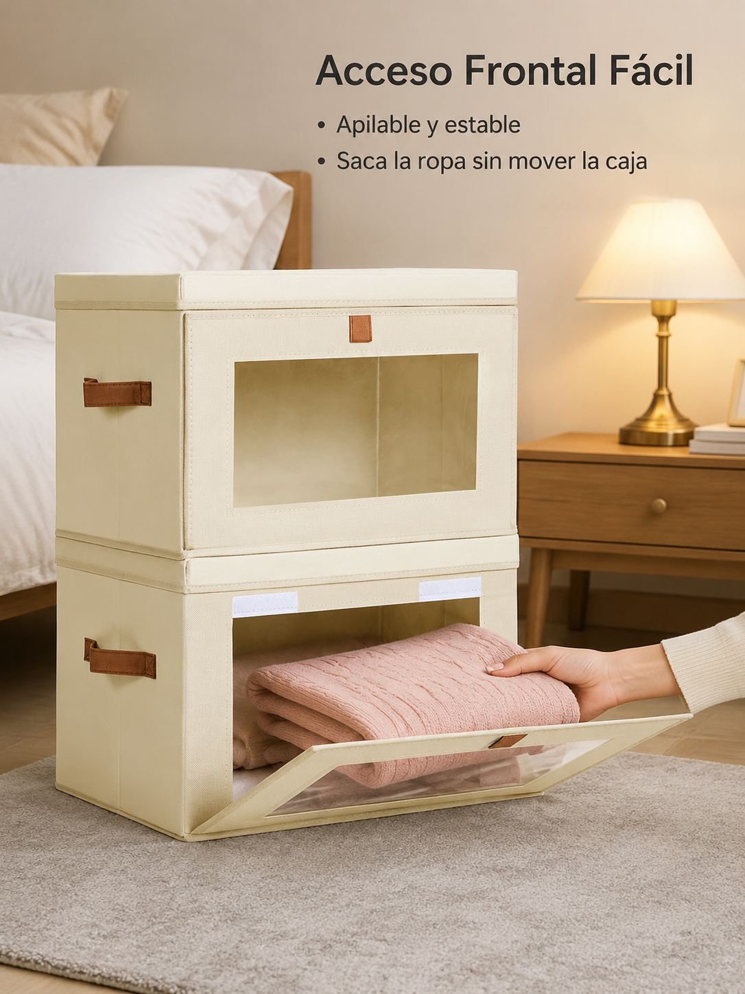 Caja de almacenamiento de tela plegable con apertura lateral