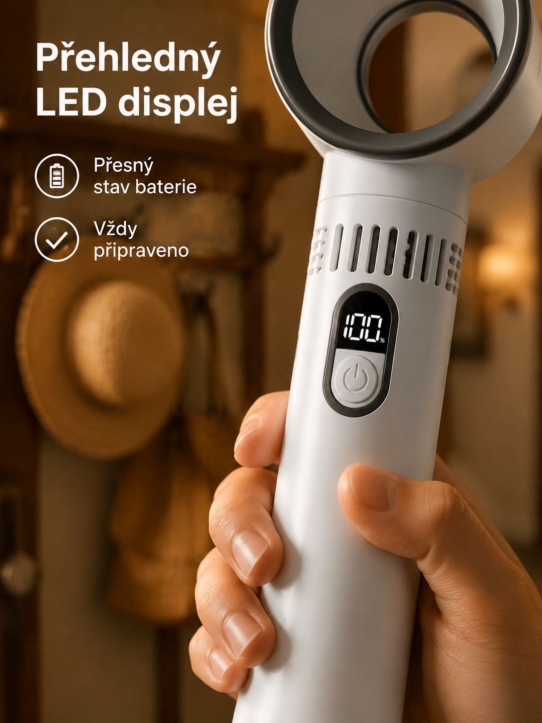 Přenosný ruční ventilátor bez lopatek