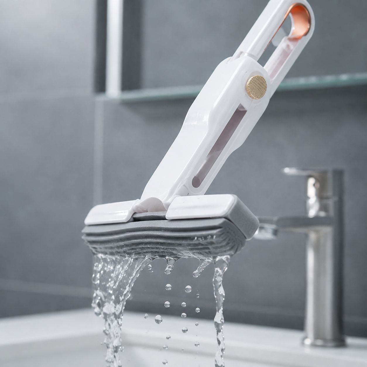 Saugfähiger Schwammwischmopp reinigt Badezimmer
