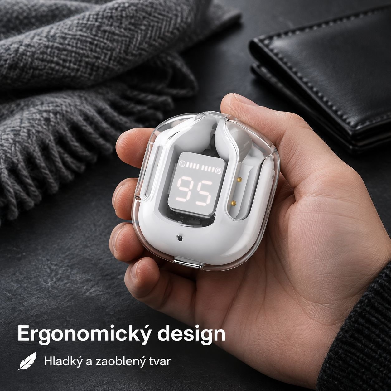 Vysoce kvalitní sportovní bezdrátová Bluetooth sluchátka do uší s digitálním displejem