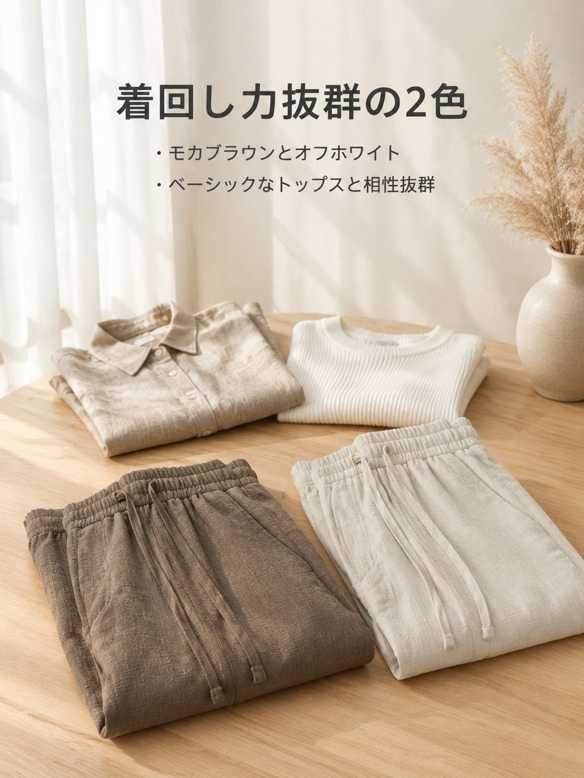 落ち感のあるワイドパンツ
