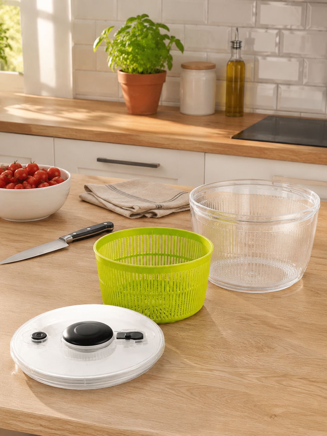 Multifunktionaler manueller Gemüseschleuder für die Küche, drehbarer Abtropfkorb für Obst und Gemüse
