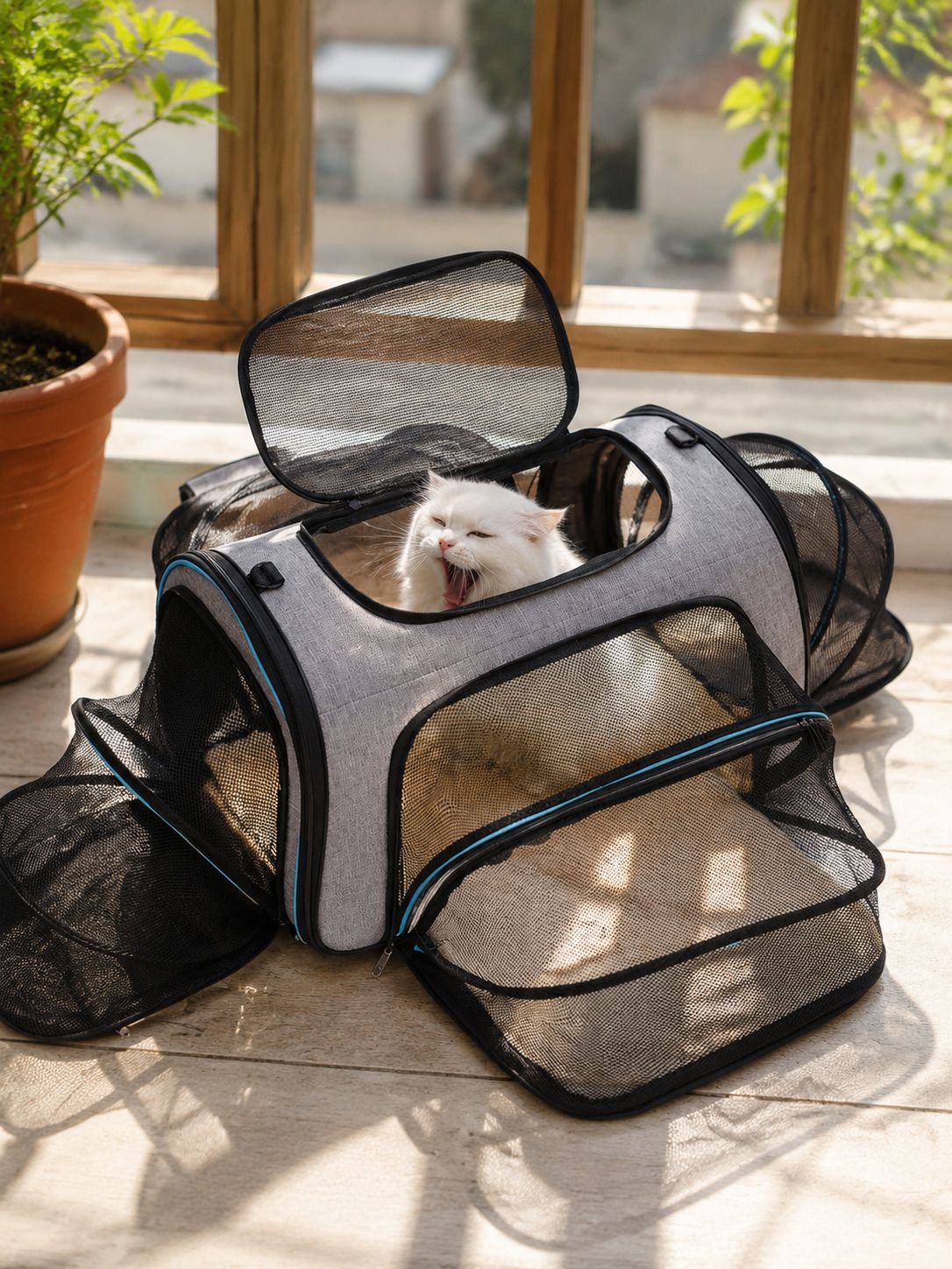 Sac de transport élégant pour chat en voyage