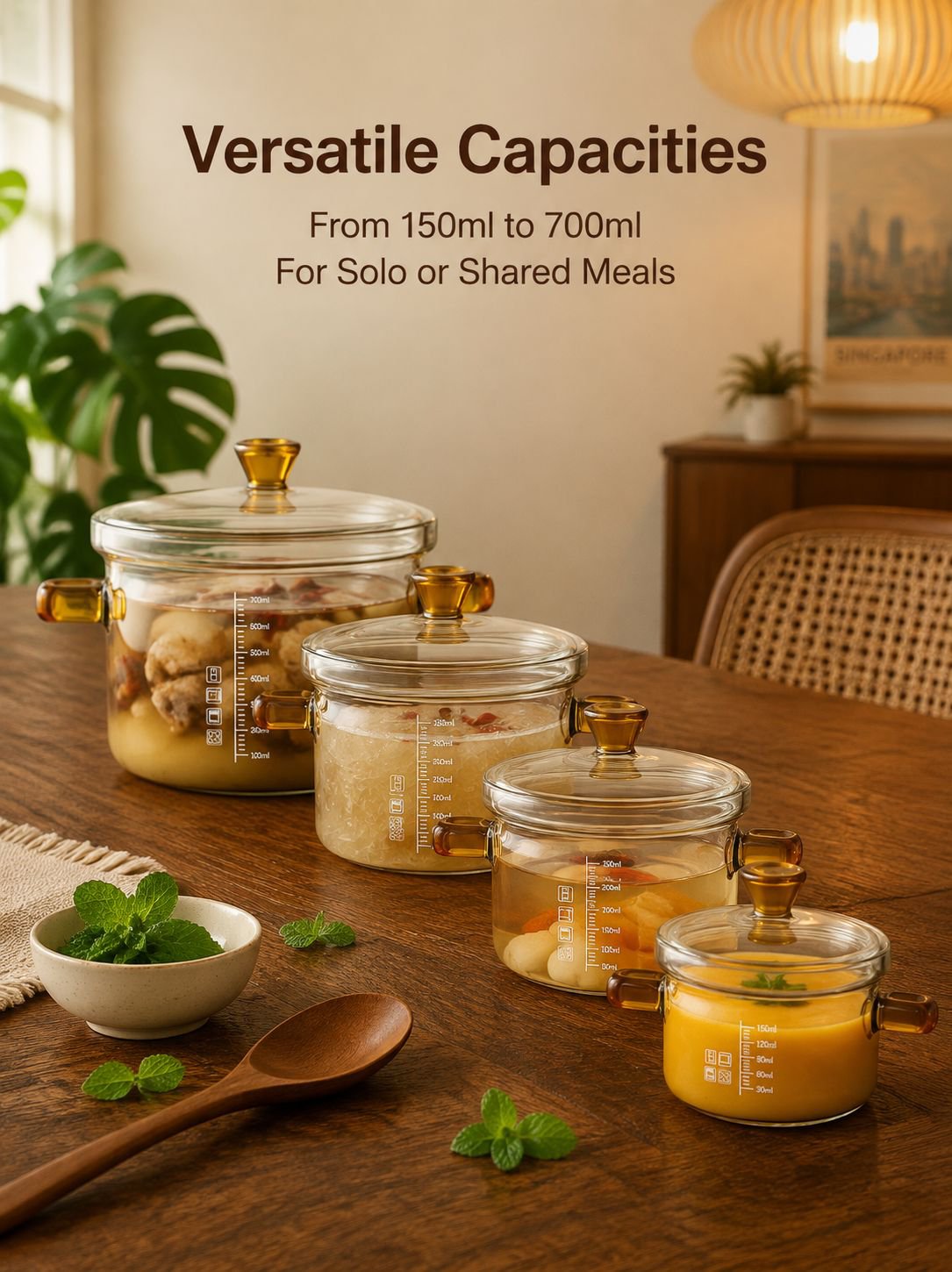 High borosilicate glass stew pot