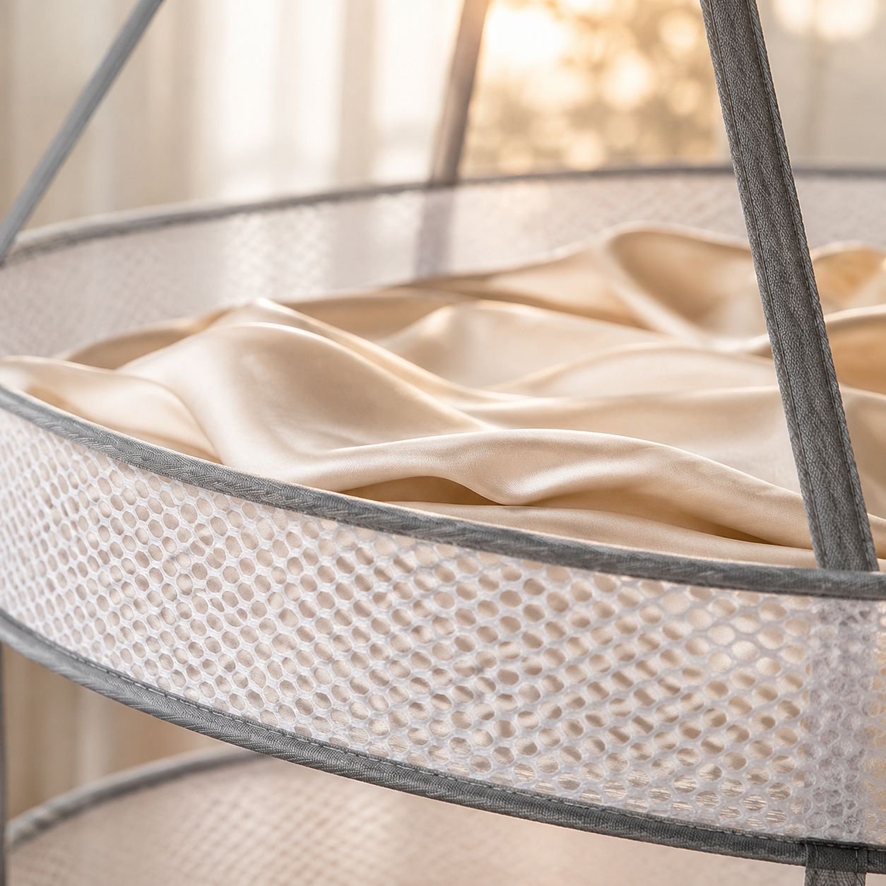 Space-saving lazy drying rack in use