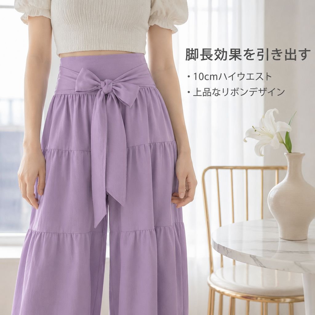 通勤シンプルフレアワイドパンツセットレディース
