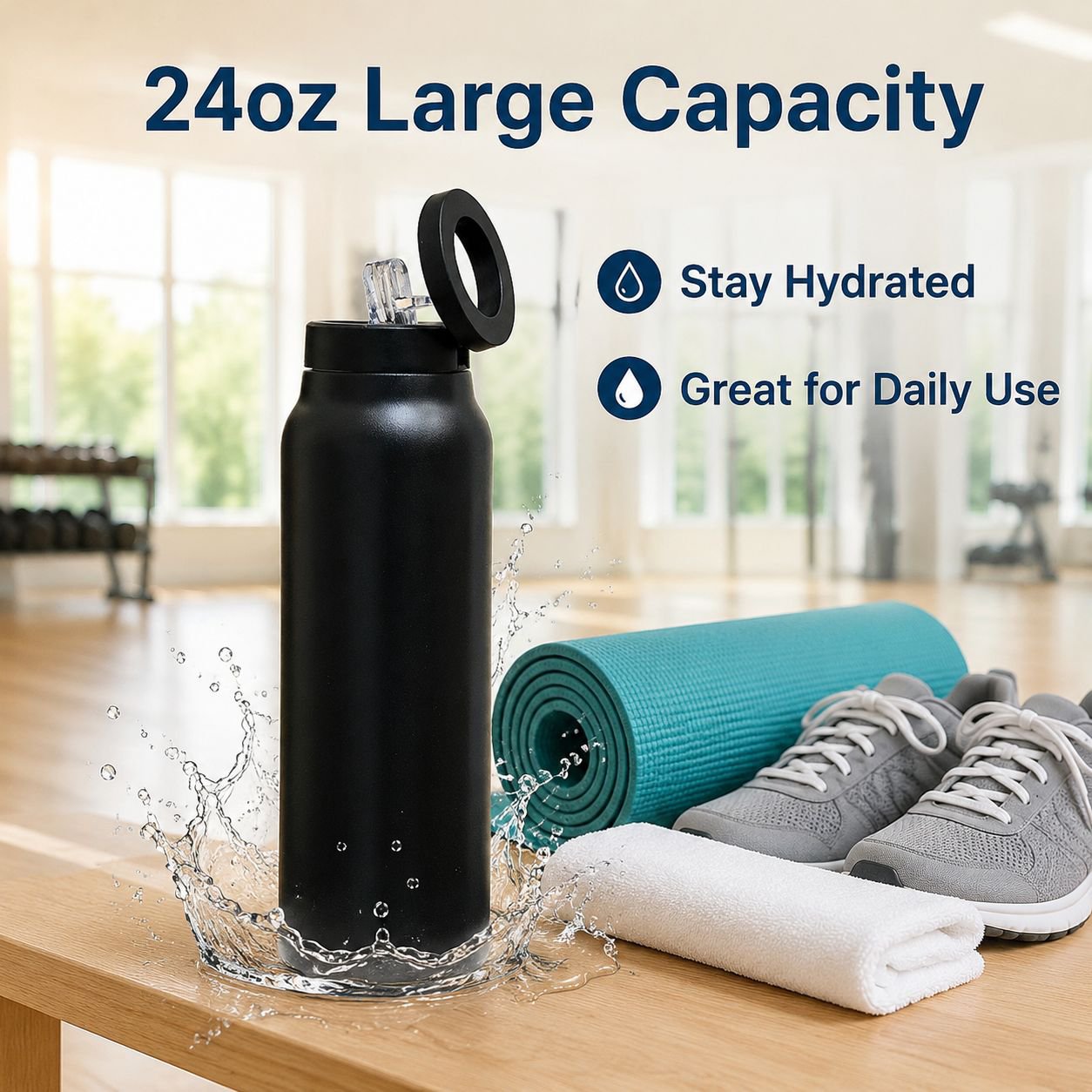 Multifunctional Magnetic Phone Stand Insulated Large Water Bottle
