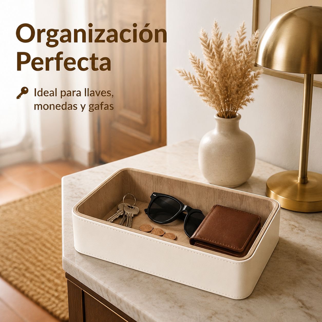 Bandeja para guardar llaves de entrada y objetos diversos