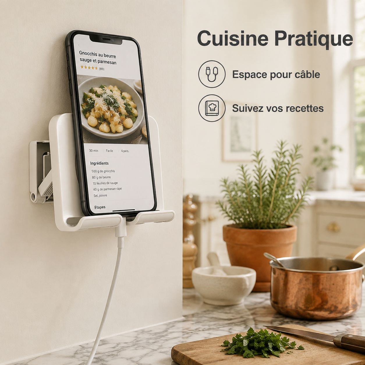 Support mural pour téléphone portable pour salle de bain