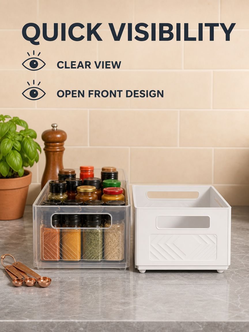 Cabinet storage box, drawer-style extendable desktop snack and sundry kitchen organizer, deep cabine