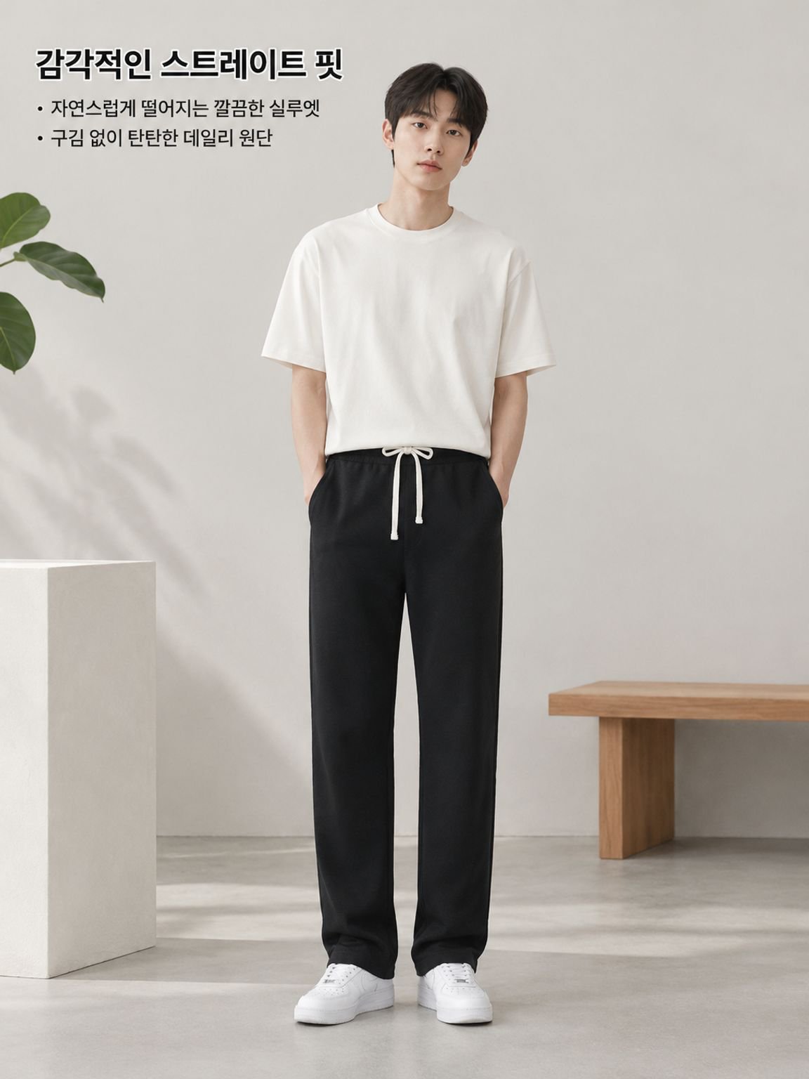 남성 캐주얼 스트링 스트레이트핏 조거 팬츠