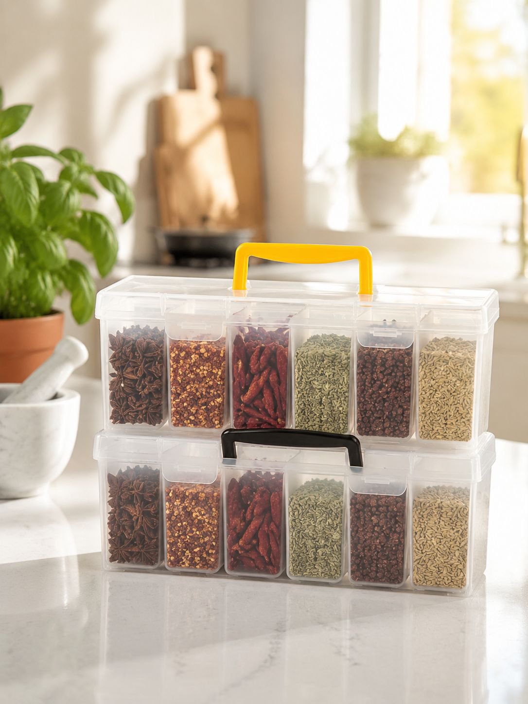 Cabinet-mounted spice storage box