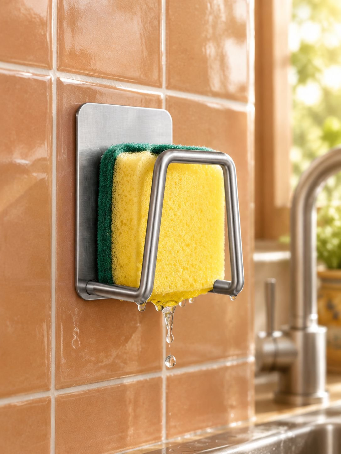 Escurridor de acero inoxidable para esponjas