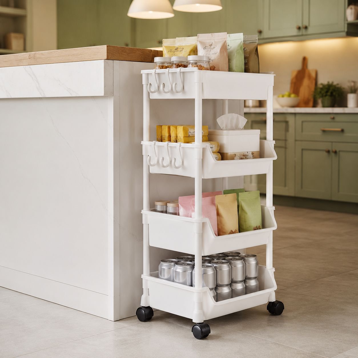 Compact rolling storage organizer for small spaces