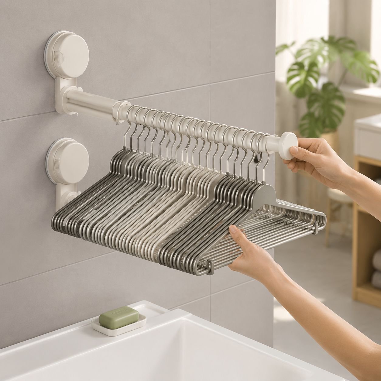 No-hole Wall-mounted Family Clothes Rack