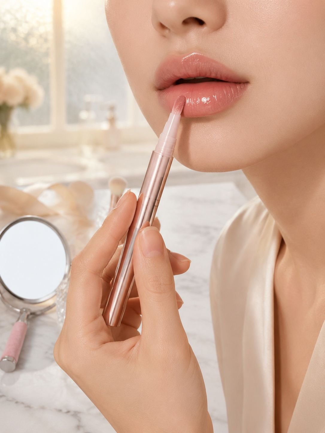 Moisturizing plumping lip gloss vibrant color