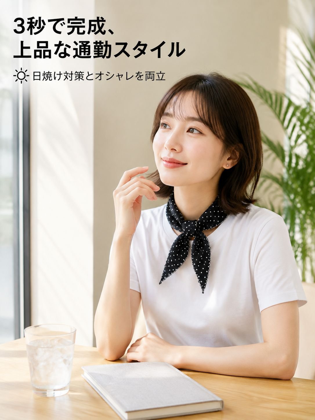 夏のお出かけ用 万能ドットスカーフ