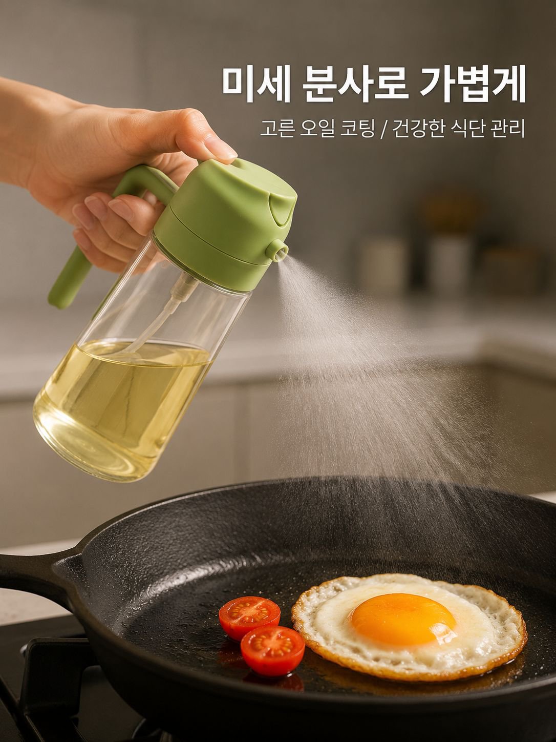 유리 분사 및 붓기 겸용 오일병
