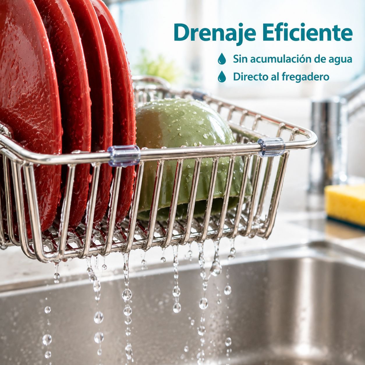 Escurridor de Platos Extensible de Acero Inoxidable para Fregadero