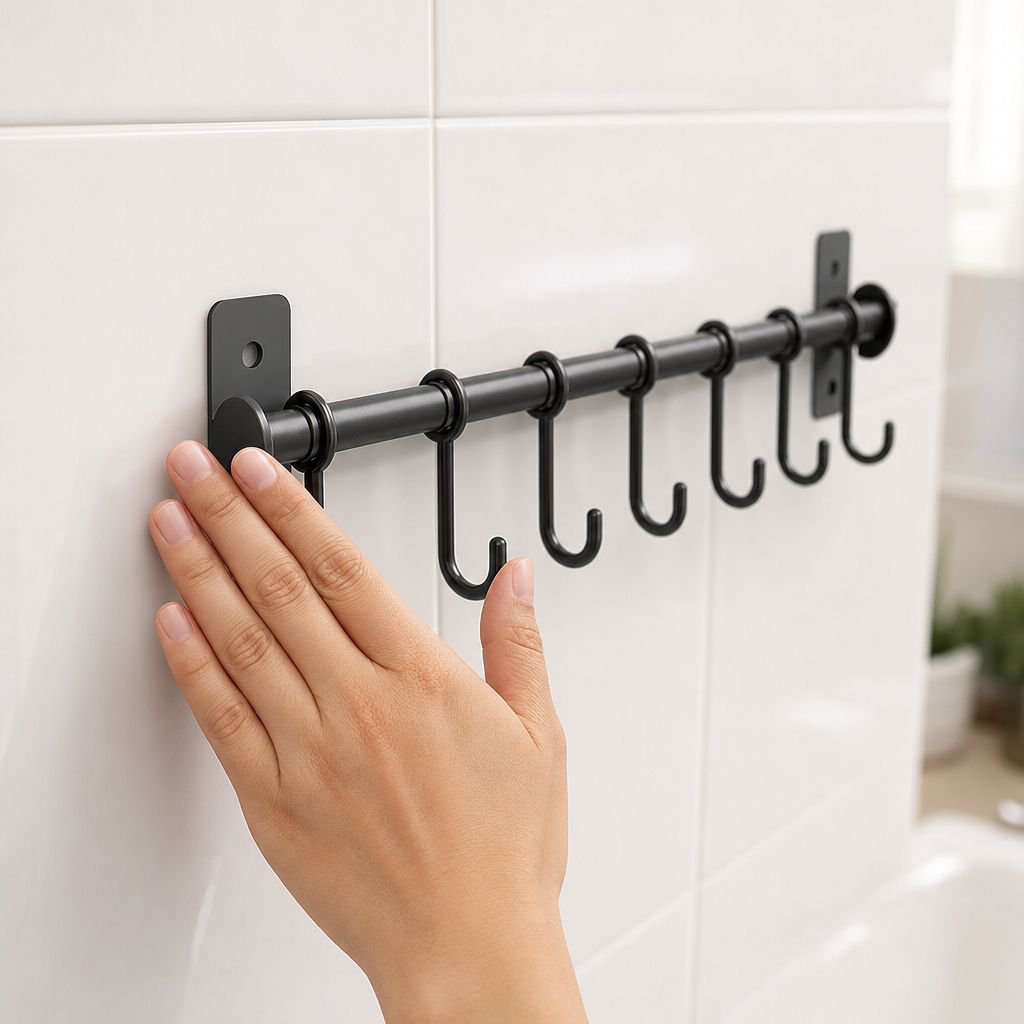 No-drill Wall Hooks Multi-functional Kitchen and Bathroom Storage Rack