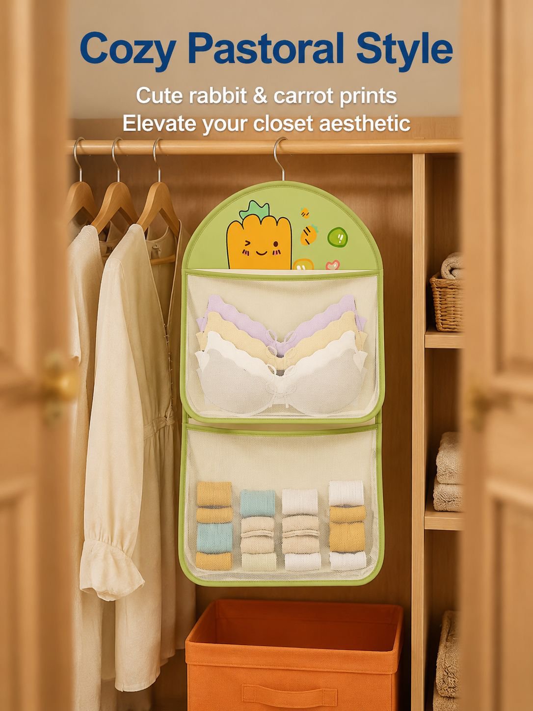 Hanging organizer bag for underwear and socks in closet