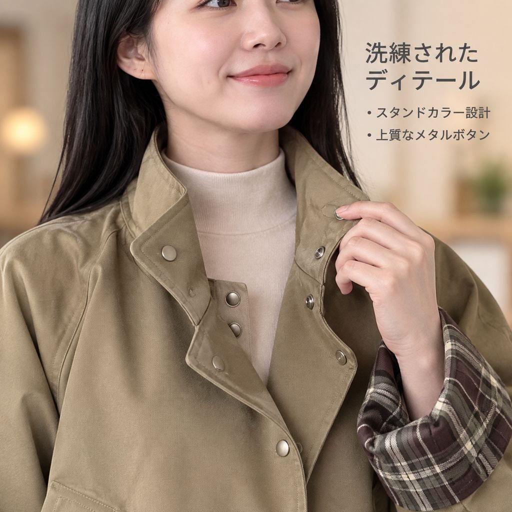 トレンチコート レディース カーキ ミドル丈 ゆったり 英国風 スプリングコート アウター