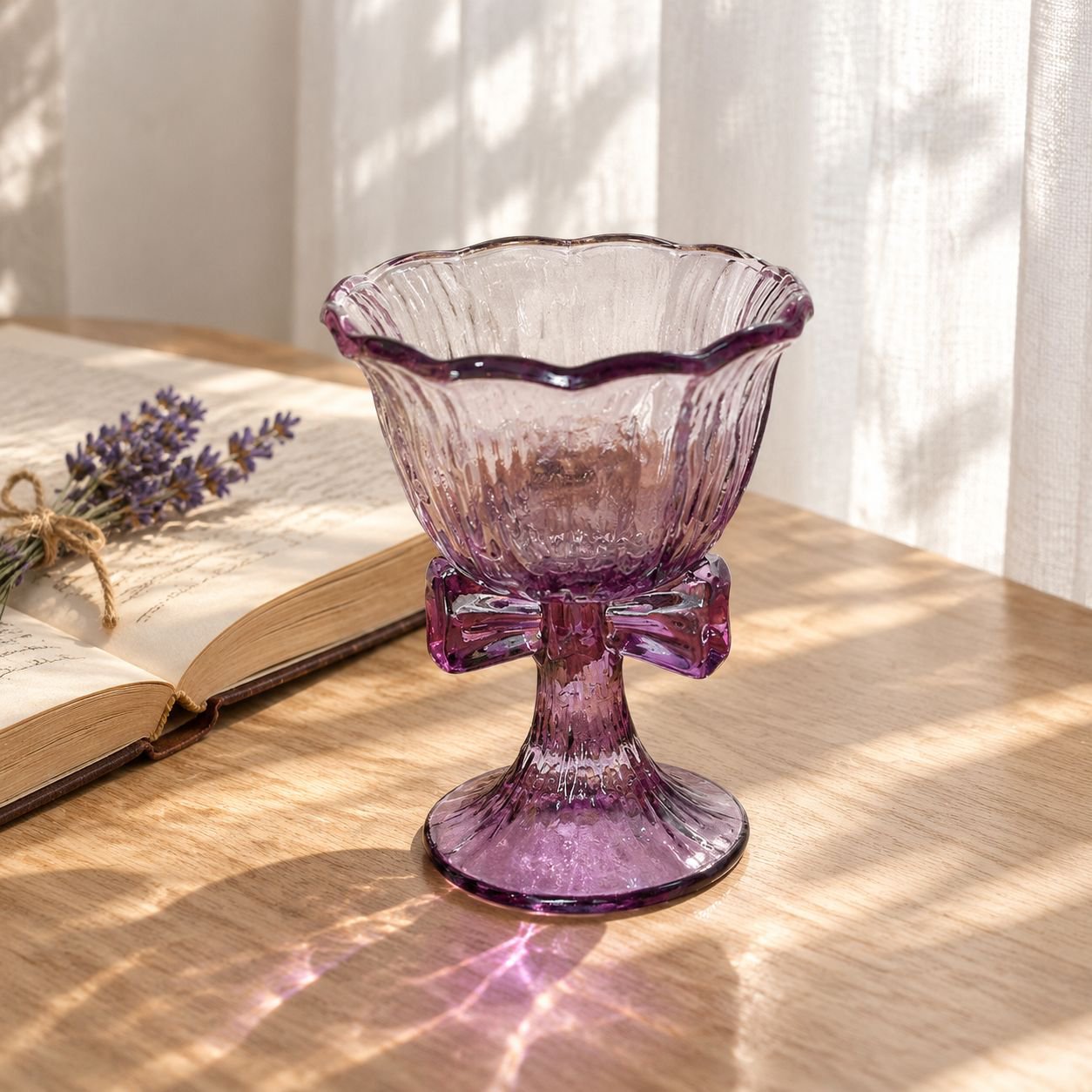 Creative Purple Bow High-Stem Glass