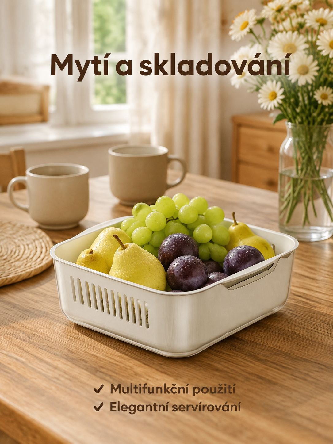 Velký multifunkční koš na mytí a cezení zeleniny
