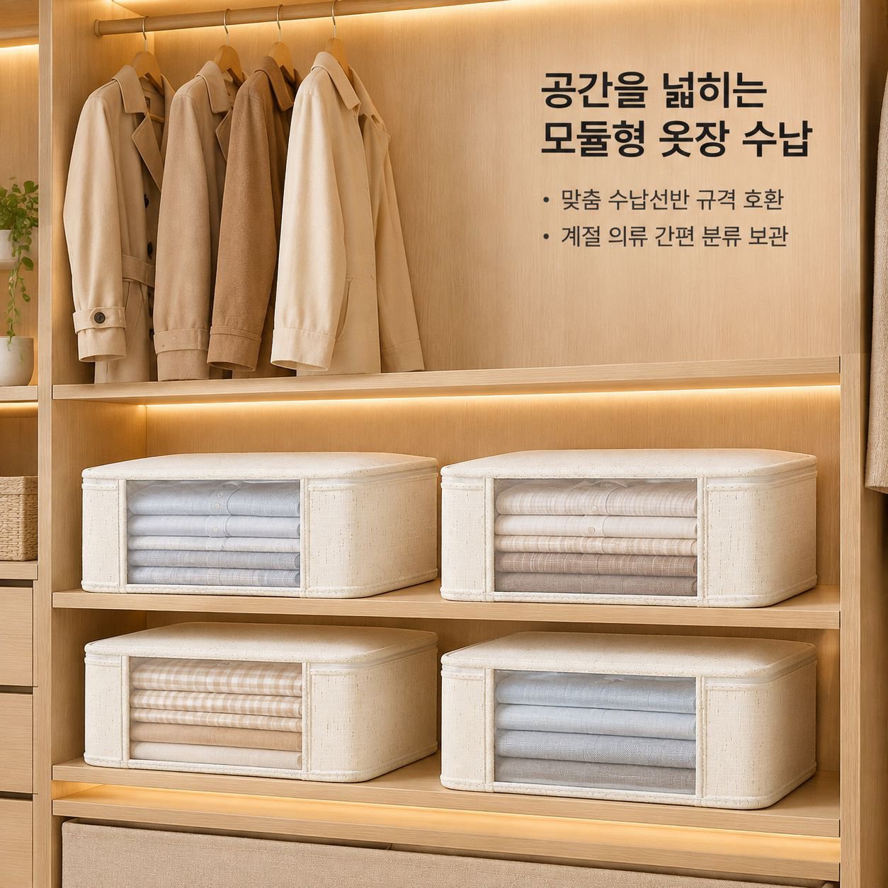 톈산 면마 침구 4종세트 수납백 패브릭 옷 정리함 옷장 이불커버 보관백