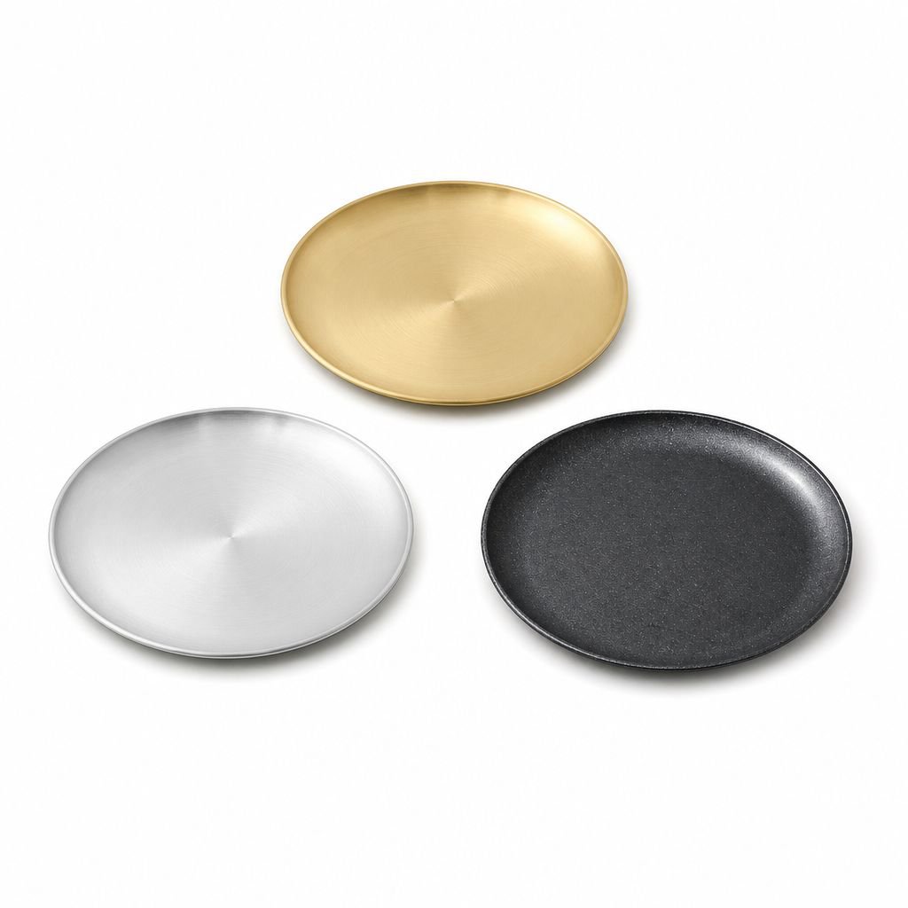 304 Stainless Steel Round BBQ Plate Restaurant Fruit Dessert Plate