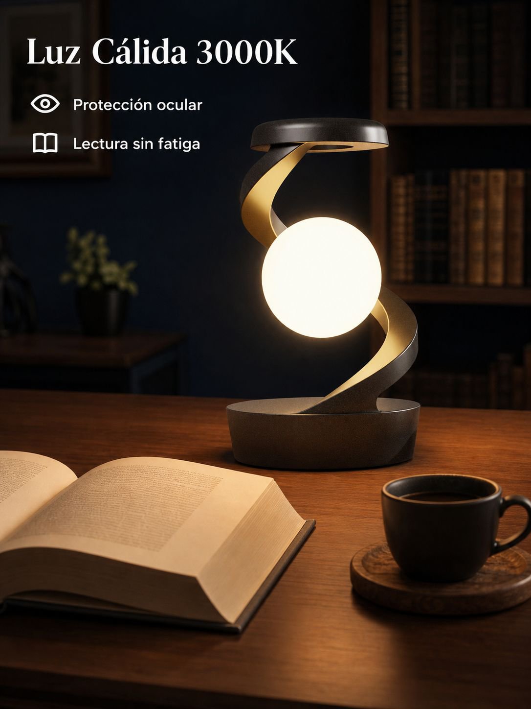 Lámpara de mesa recargable con cabezal giratorio