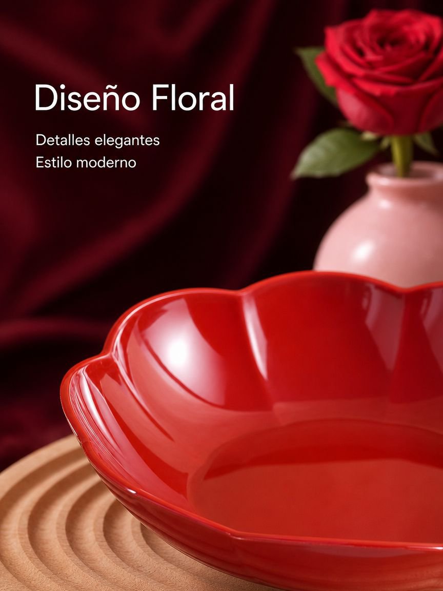 Plato de PP resistente a caídas con diseño floral