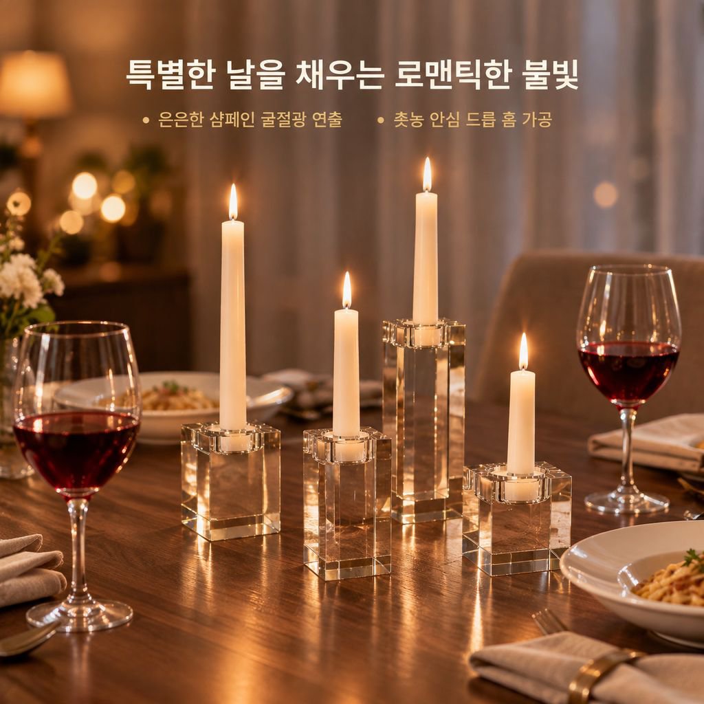 사각 크리스탈 유리 캔들홀더 로맨틱 캔들라이트 디너 식탁 촛대 소품