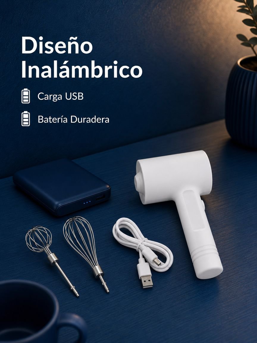 Mini batidora de huevos portátil recargable para nata y pasteles