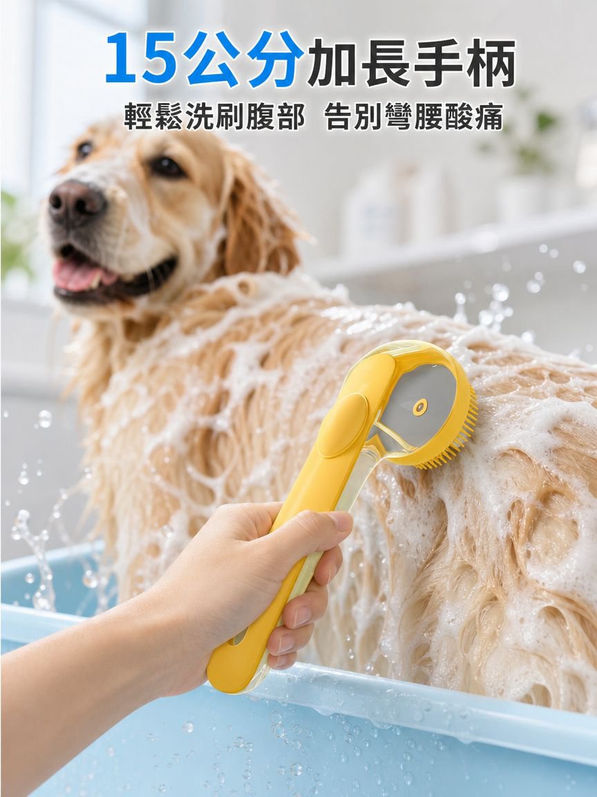 狗貓加液長柄按摩刷