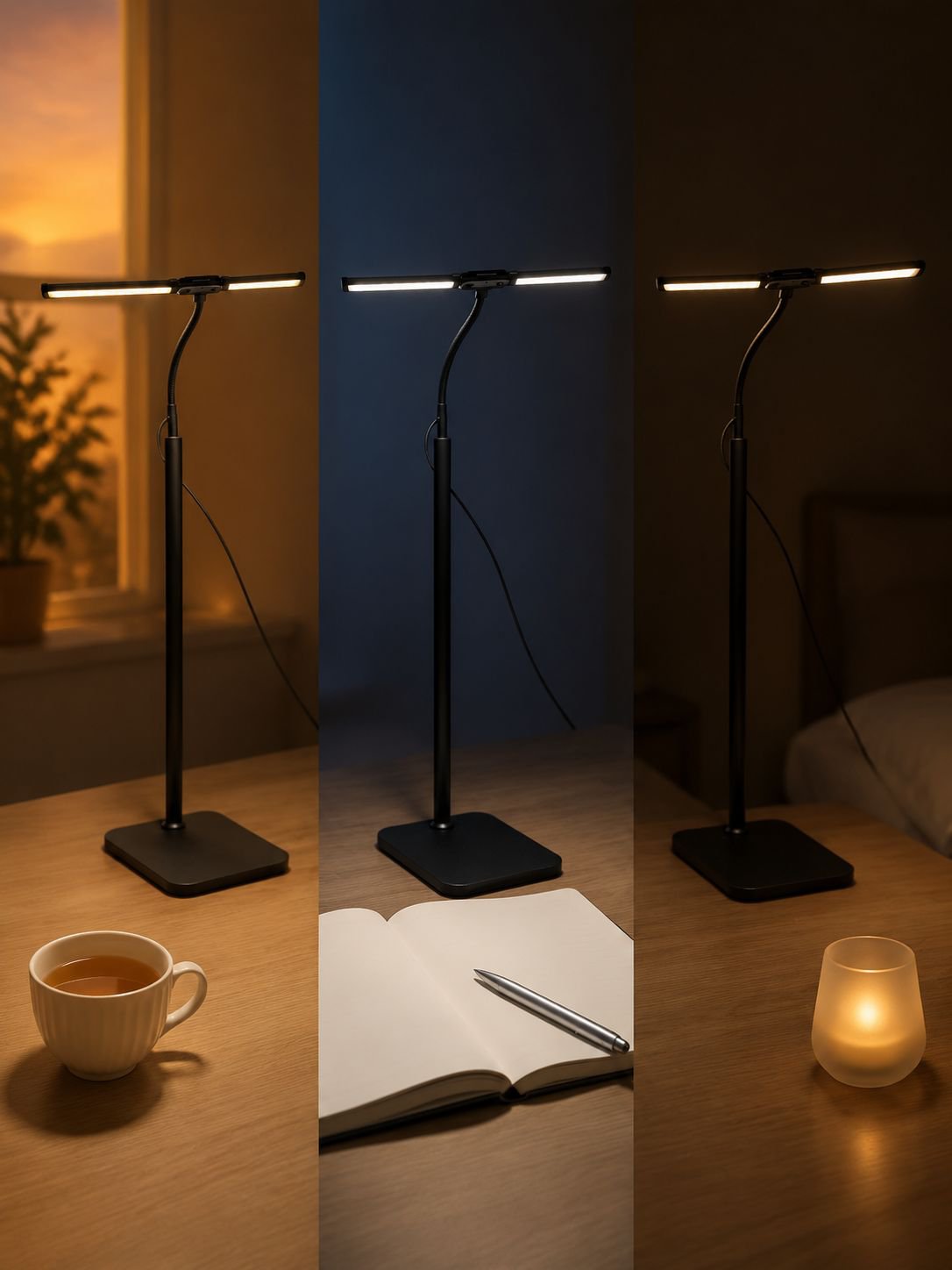 Lampe de bureau à double tête avec éclairage réglable