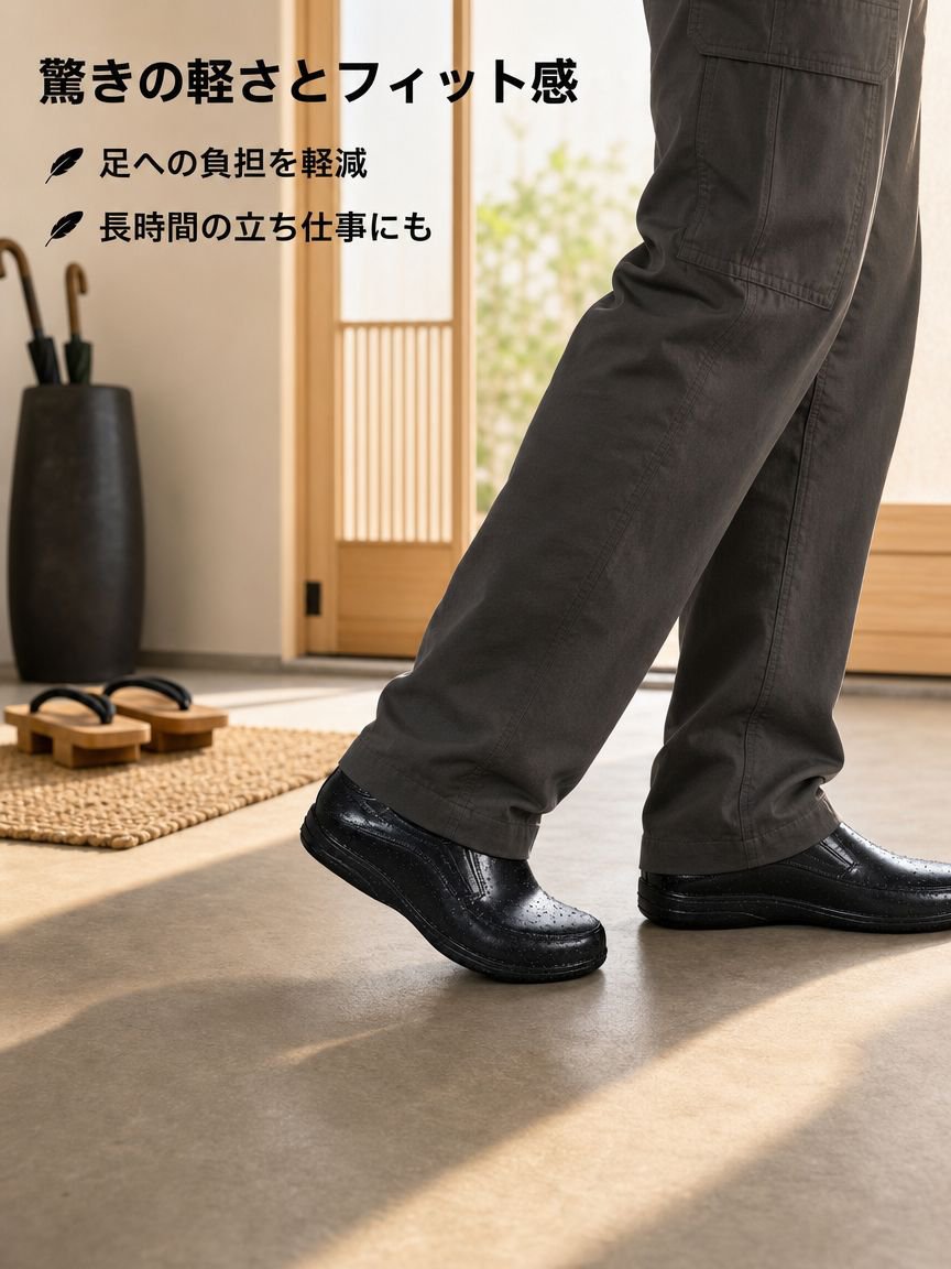 メンズ滑り止めレインシューズ 低めのおしゃれなレインブーツ 耐摩耗キッチン作業靴