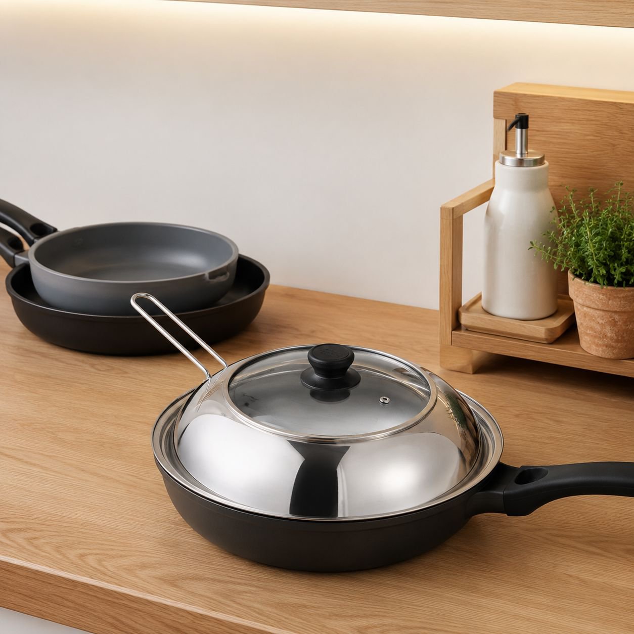 新製品：耐油性、非熱湯性、中身が見える蓋、家庭用鍋蓋、ステンレス蓋、キッチン開口部に適しています。