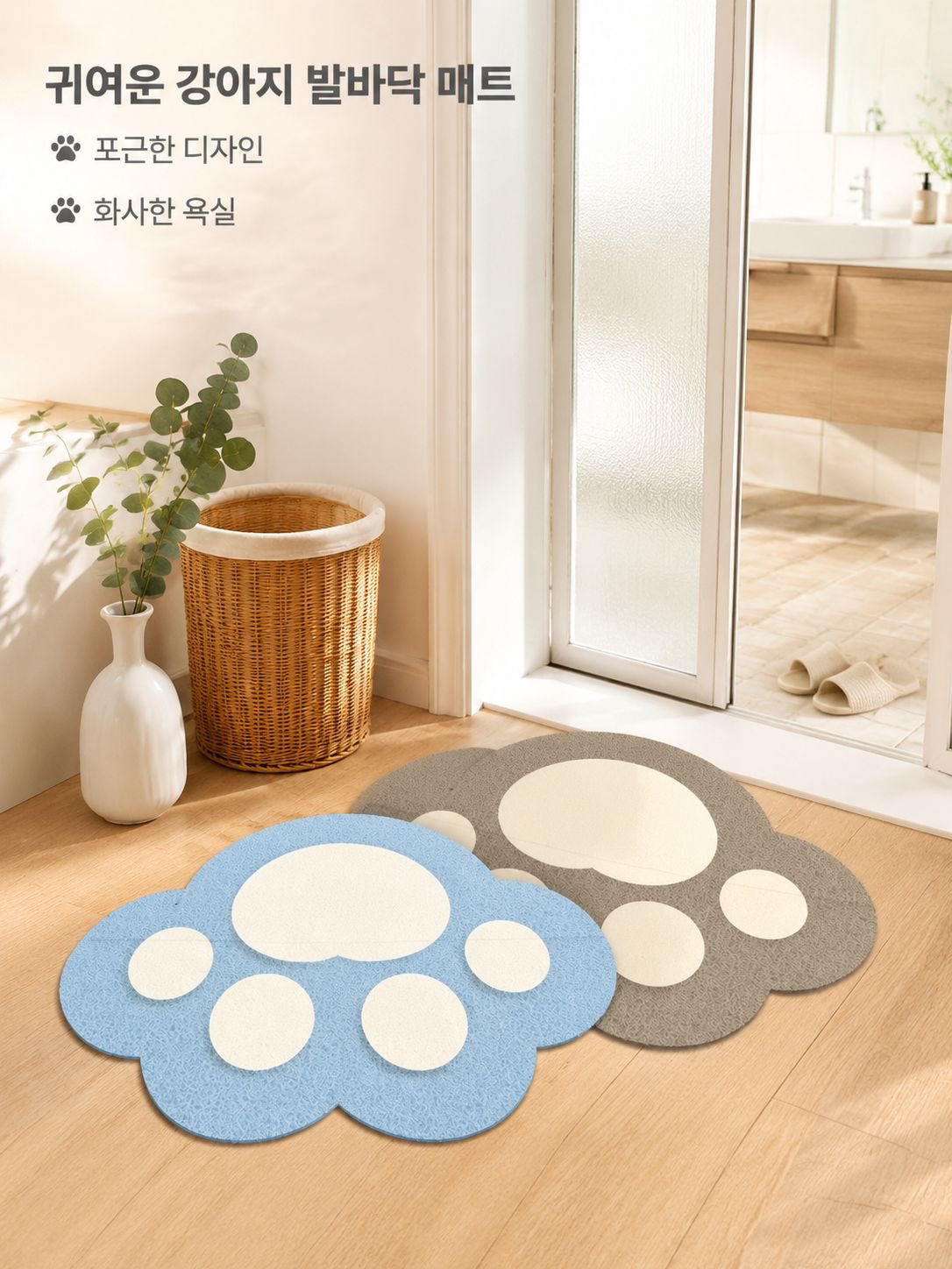 강아지 발자국 만화 욕실 매트