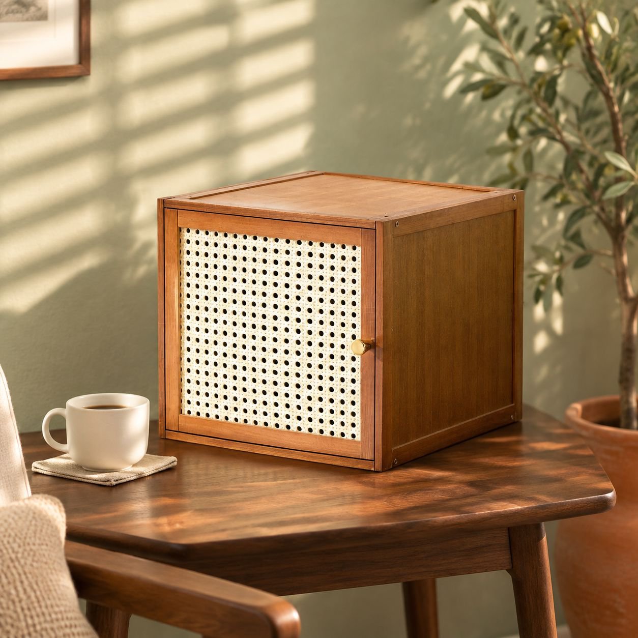 Home solid wood lattice storage cabinet