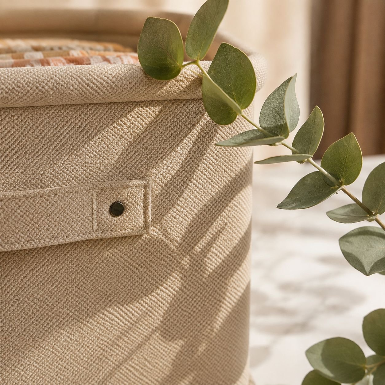 Boîte de rangement pliable en coton et lin pour dressing