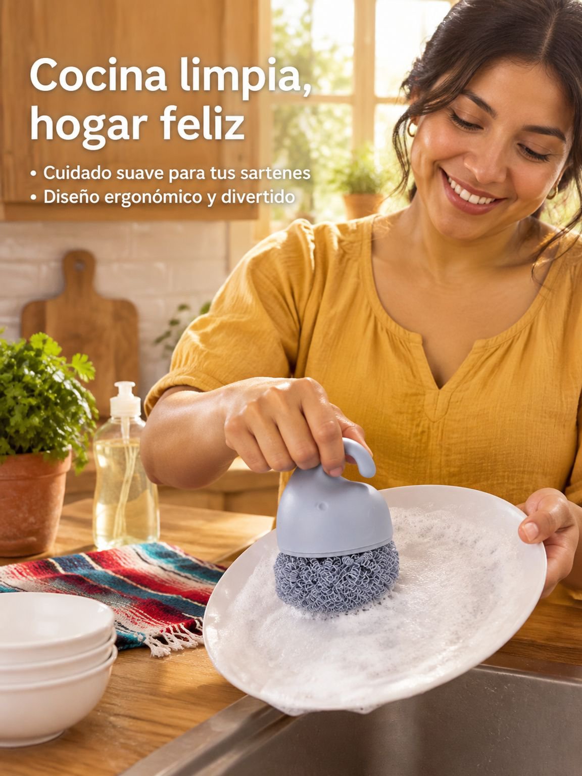 Cepillo de limpieza sin seda para lavar platos doméstico