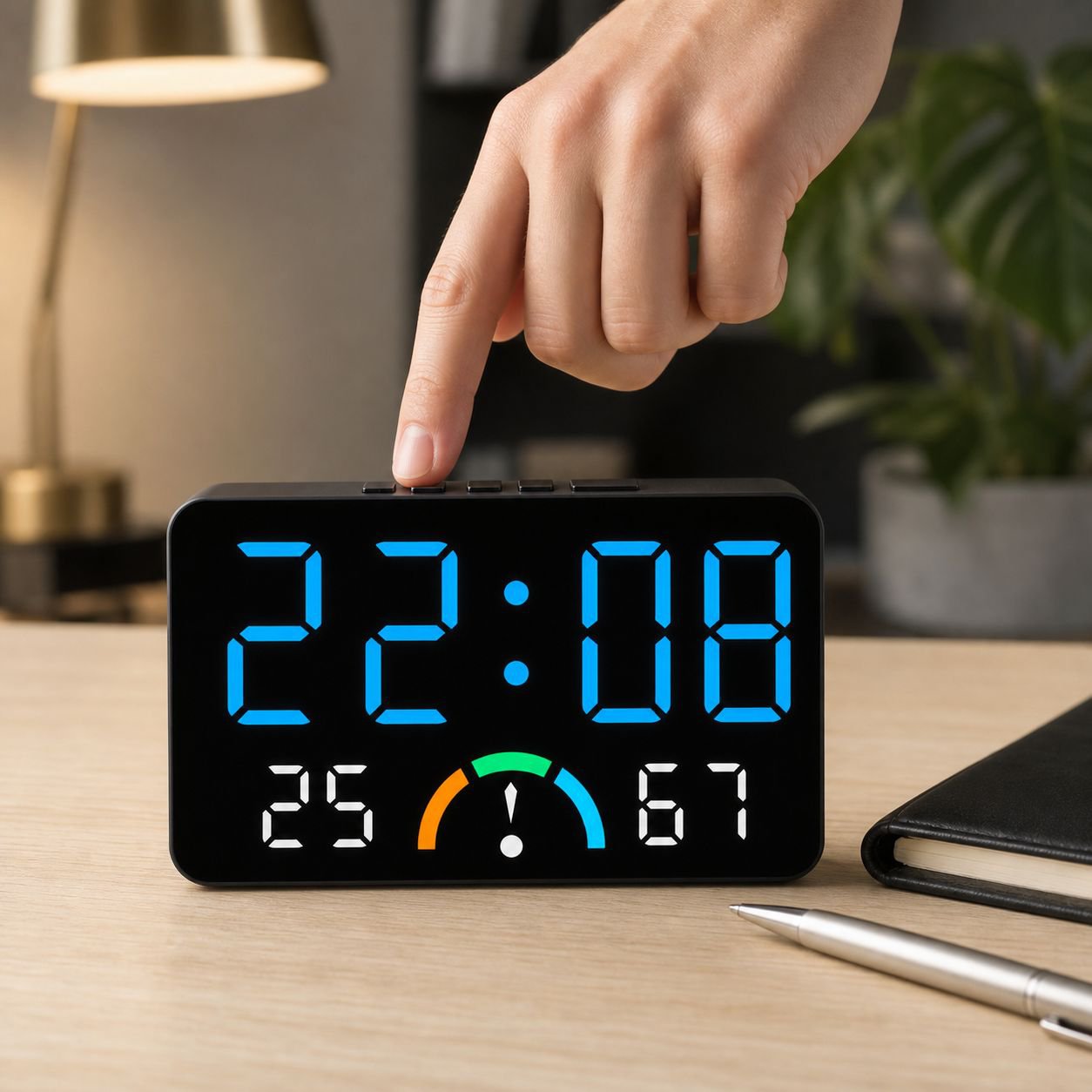Multifunctional Digital Alarm Clock with Color Comfort Meter and Large Display