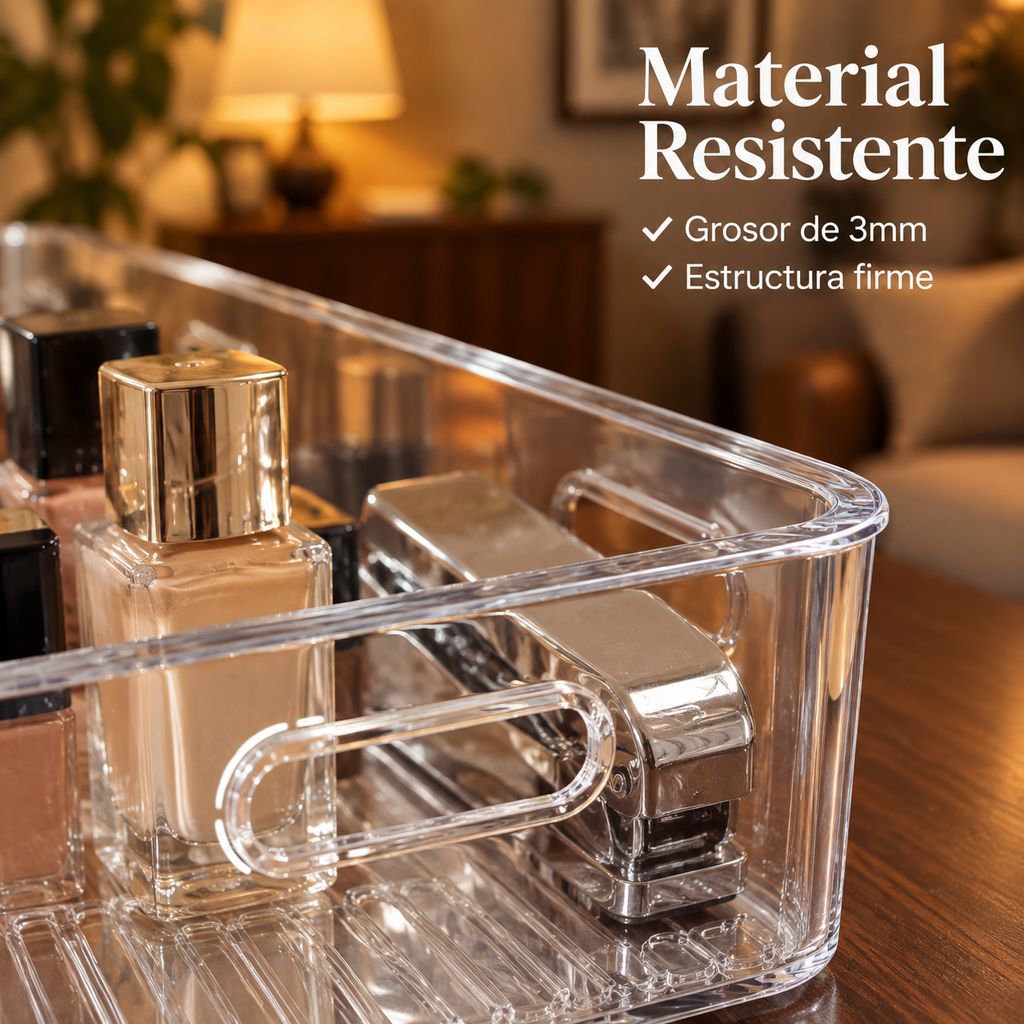Caja de almacenamiento de escritorio rectangular estrecha de acrílico transparente
